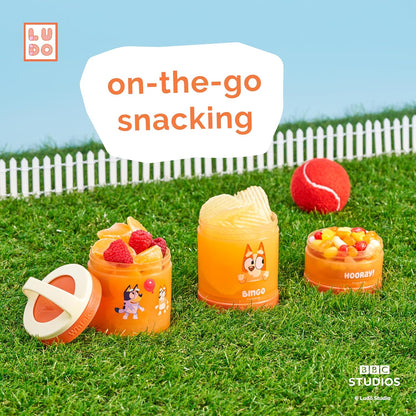 Whiskware Bluey Stackable Snack Containers for Kids and Toddlers, 3 Stackable Snack Cups for School