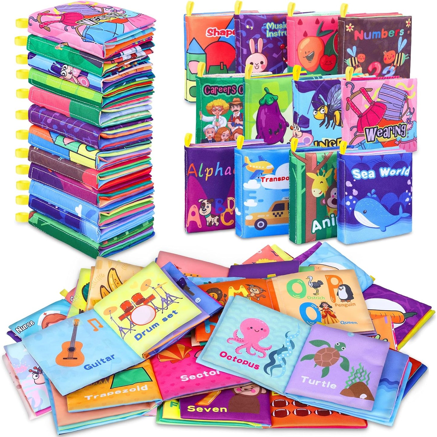 Baby Bath Books, Fabric Soft Baby Cloth Books, Early Education Toys, Waterproof Babies Book for