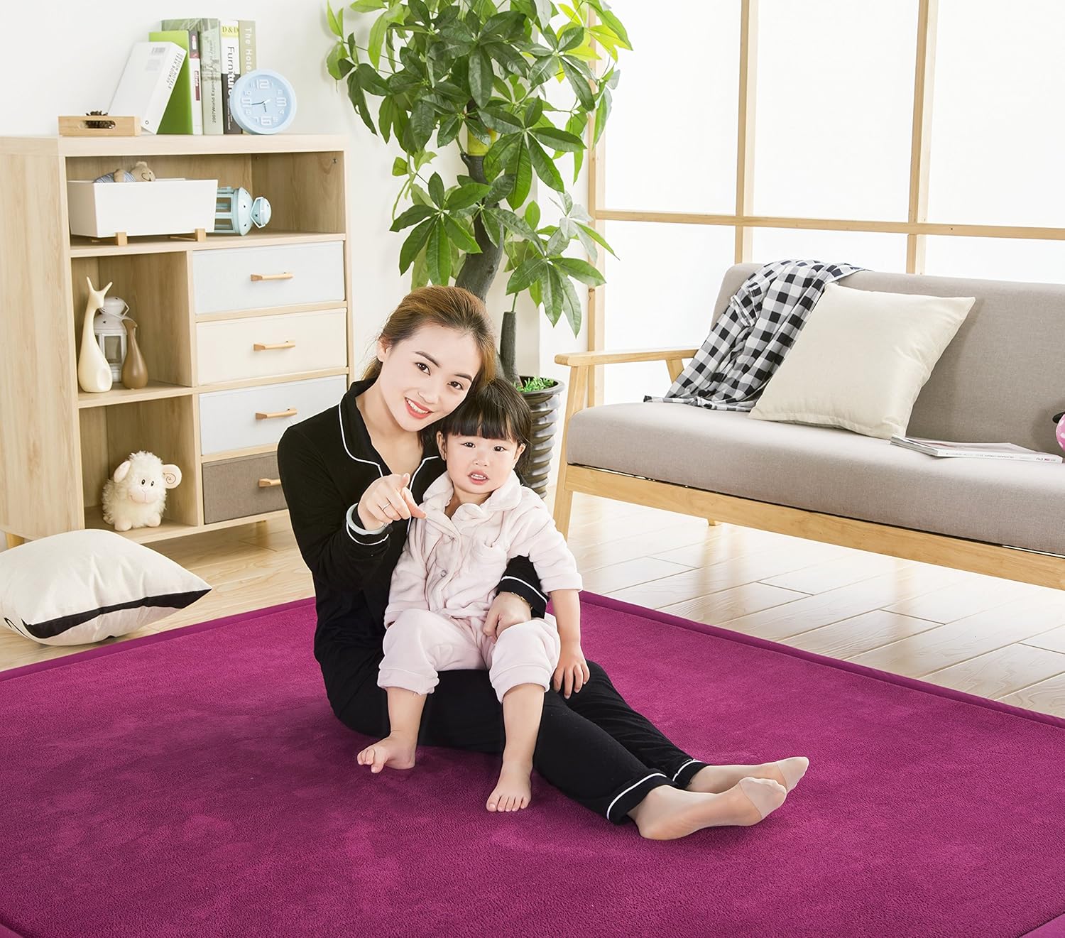 V-mix Baby Play Mat - Handmade Weaving Plush Foam Crawling Rug for Babies, Toddlers, Children