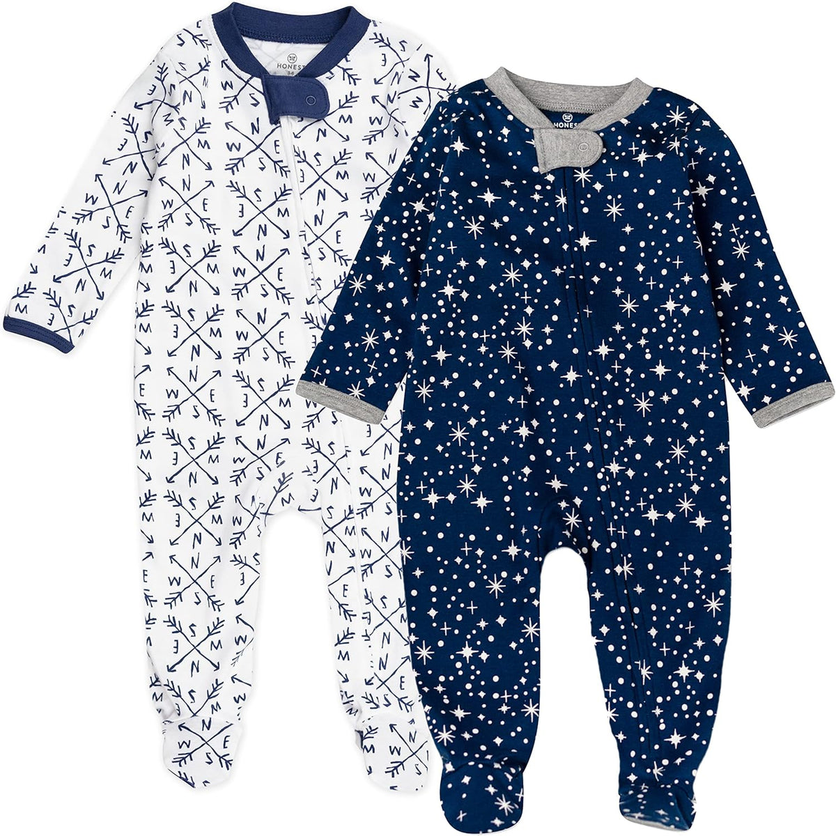 HonestBaby Baby Sleep N' Play One-Piece Zip-Front Footed Organic Cotton Pajama Sleeper