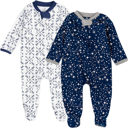 HonestBaby Baby Sleep N' Play One-Piece Zip-Front Footed Organic Cotton Pajama Sleeper