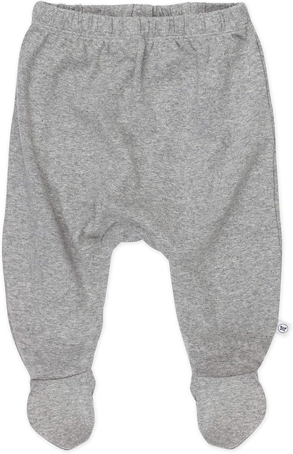 HonestBaby 3-pack Footed Pants Roomy Fit Pull on Bottoms 100% Organic Cotton for Infant Baby Boys