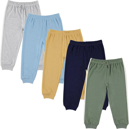 Cudlie 5-Pack Baby/Toddler Boys Jogger Pants - Lightweight Tapered Sweatpants - Lounge Jogger for