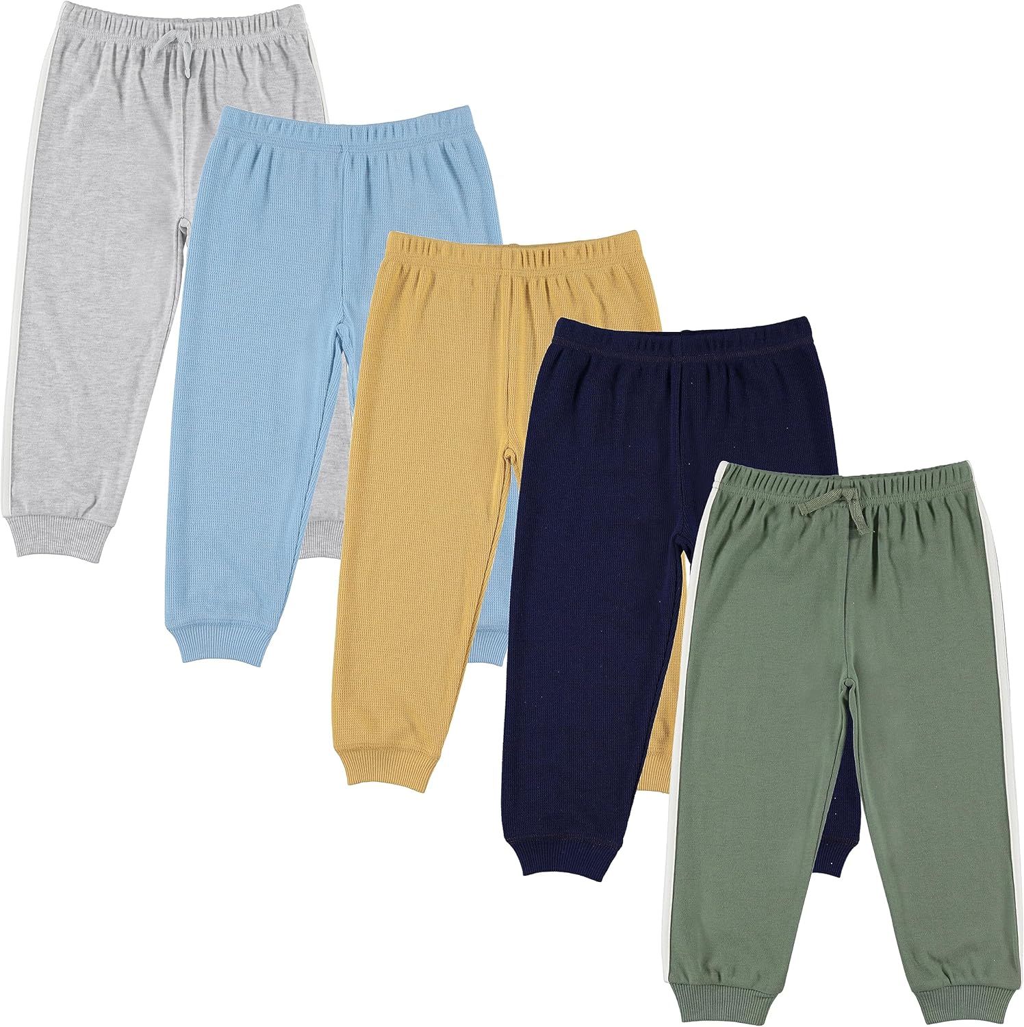 Cudlie 5-Pack Baby/Toddler Boys Jogger Pants - Lightweight Tapered Sweatpants - Lounge Jogger for