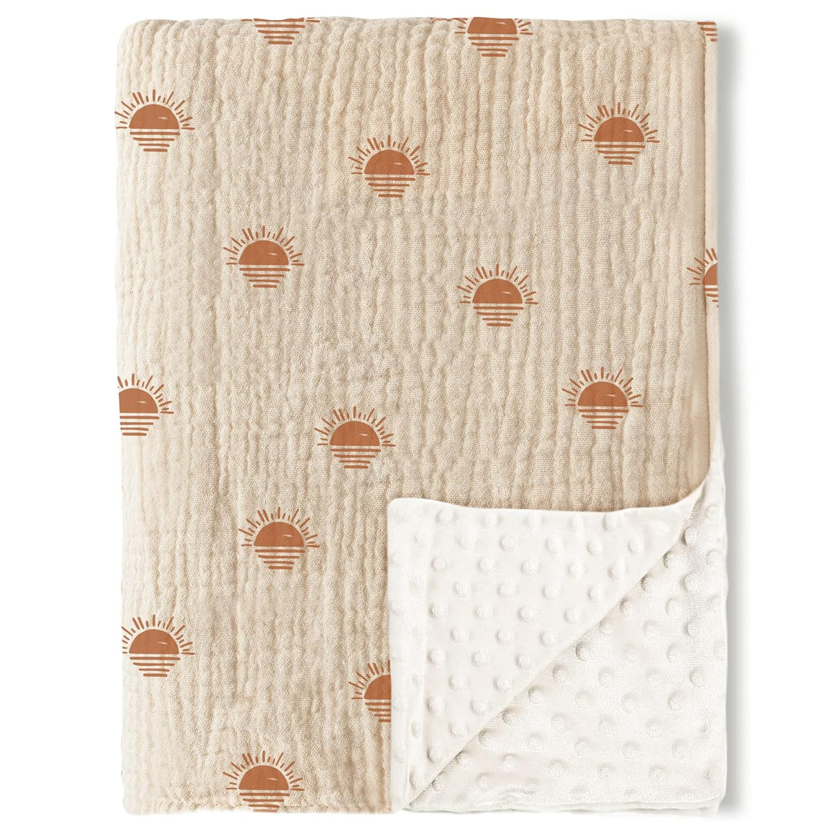 Konssy Baby Blankets for Unisex Boys Girls, Super Soft Nursery Minky Blankets with Muslin Cotton