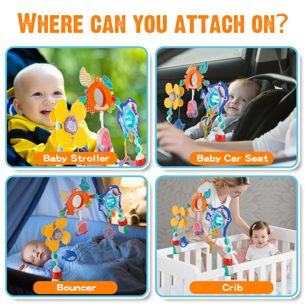 Baby Stroller Arch Toy,Adjustable Car Seat Toy with Sensory Activity toys