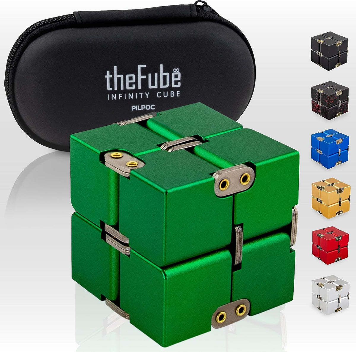 PILPOC theFube Infinity Cube Fidget Desk Toy - Aluminum Infinite Magic Cube with Case, Sturdy