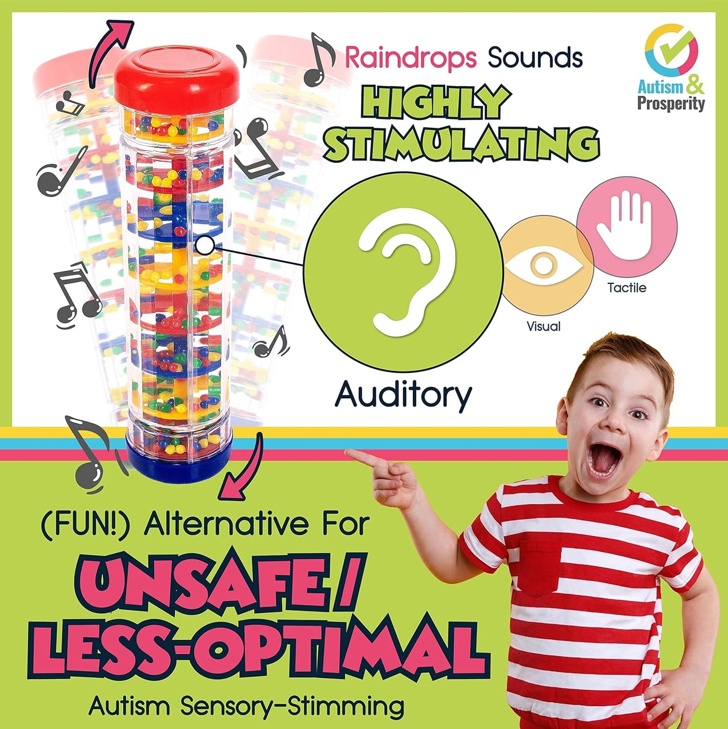 Autism & Prosperity Autism Sensory Products Bundle - Sensory Toys for Kids with Autism, Rainmaker