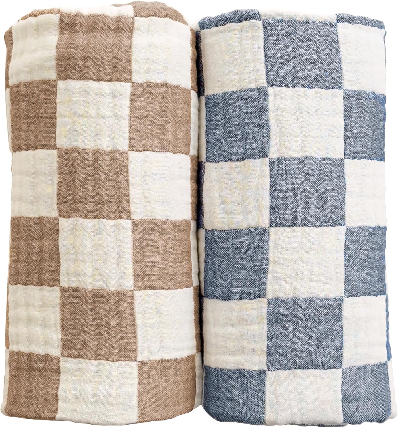 Ultra Soft Checkered Muslin Baby Blanket Pack of 2 Cotton Swaddles Bed Blankets for Babies and