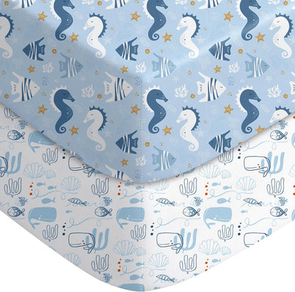Yoofoss Baby Pack and Play Sheets 2 Pack for Boys and Girls - 38x26 Mini Crib Sheets Fitted Neutral