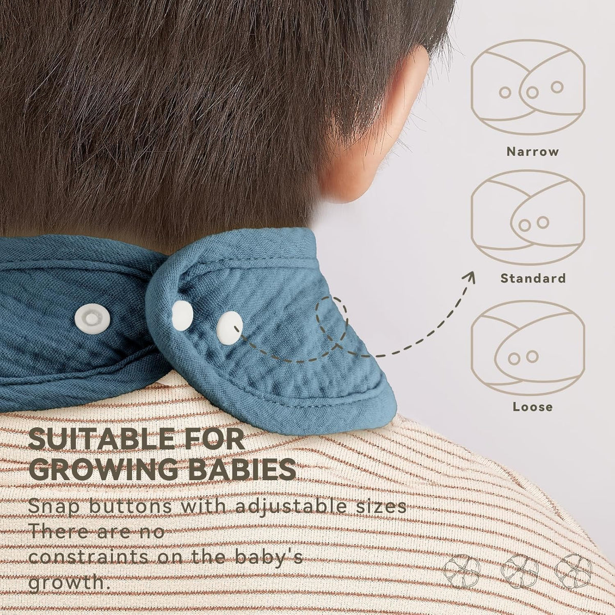 Muslin Baby Bibs for Unisex Boys Girls, Cotton Drool Bibs, Adjustable Newborn Bibs for Drooling and