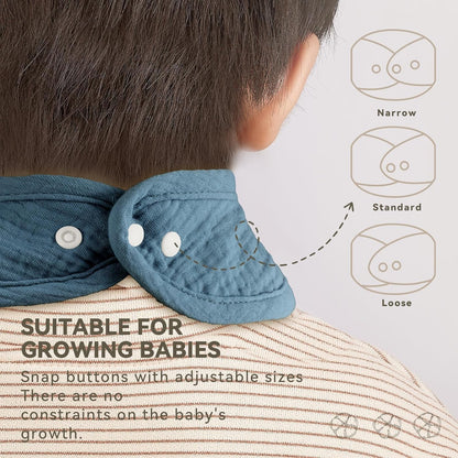 Muslin Baby Bibs for Unisex Boys Girls, Cotton Drool Bibs, Adjustable Newborn Bibs for Drooling and