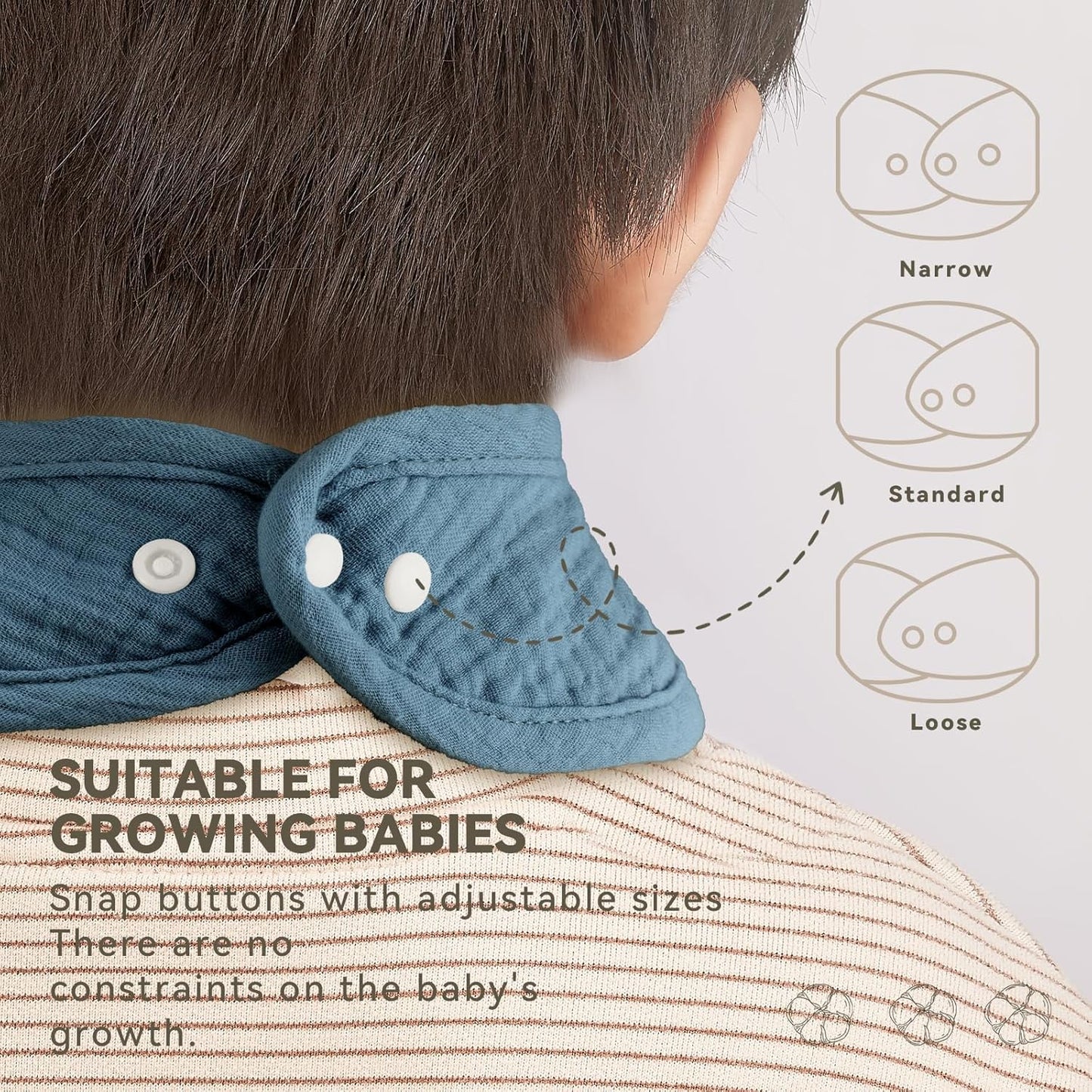 Muslin Baby Bibs for Unisex Boys Girls, Cotton Drool Bibs, Adjustable Newborn Bibs for Drooling and