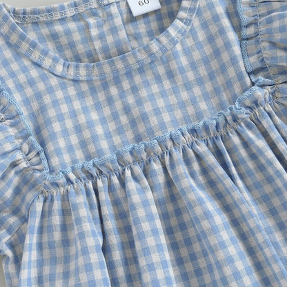 Douhoow Infant Baby Girl Plaid Romper Baby Sweatshirt Romper Ruffle Festival Clothes Fall Winter