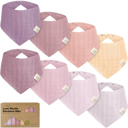 8-Pack Muslin Baby Bibs for Boys, Girls - Muslin Bandana Drool Bibs for Baby Girl & Boy, Drooling