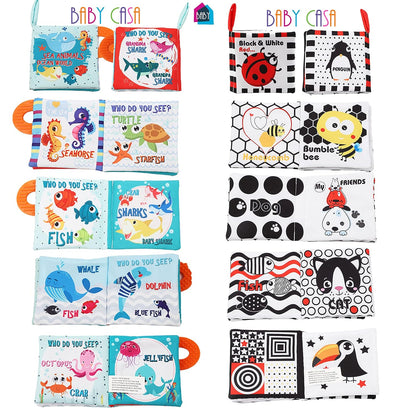 High Contrast Baby Books, Black and White Cloth Crinkle Books for Babies Infant Toys 0-3-6-12-18