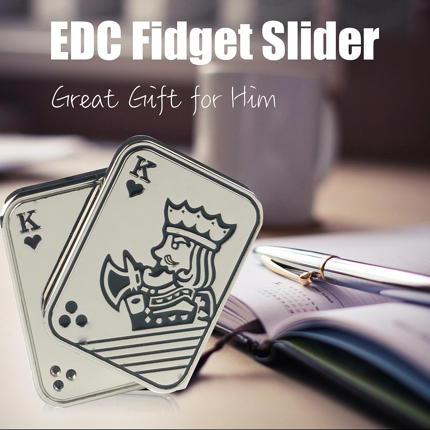New Decompression Metal Poker Fidget_Slider，Manually Rotate Adult Office Decompression Toys to