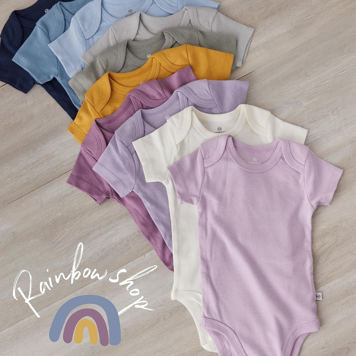 HonestBaby unisex-baby 10-pack Short Sleeve Bodysuits One-piece 100% Organic Cotton for Infant Baby