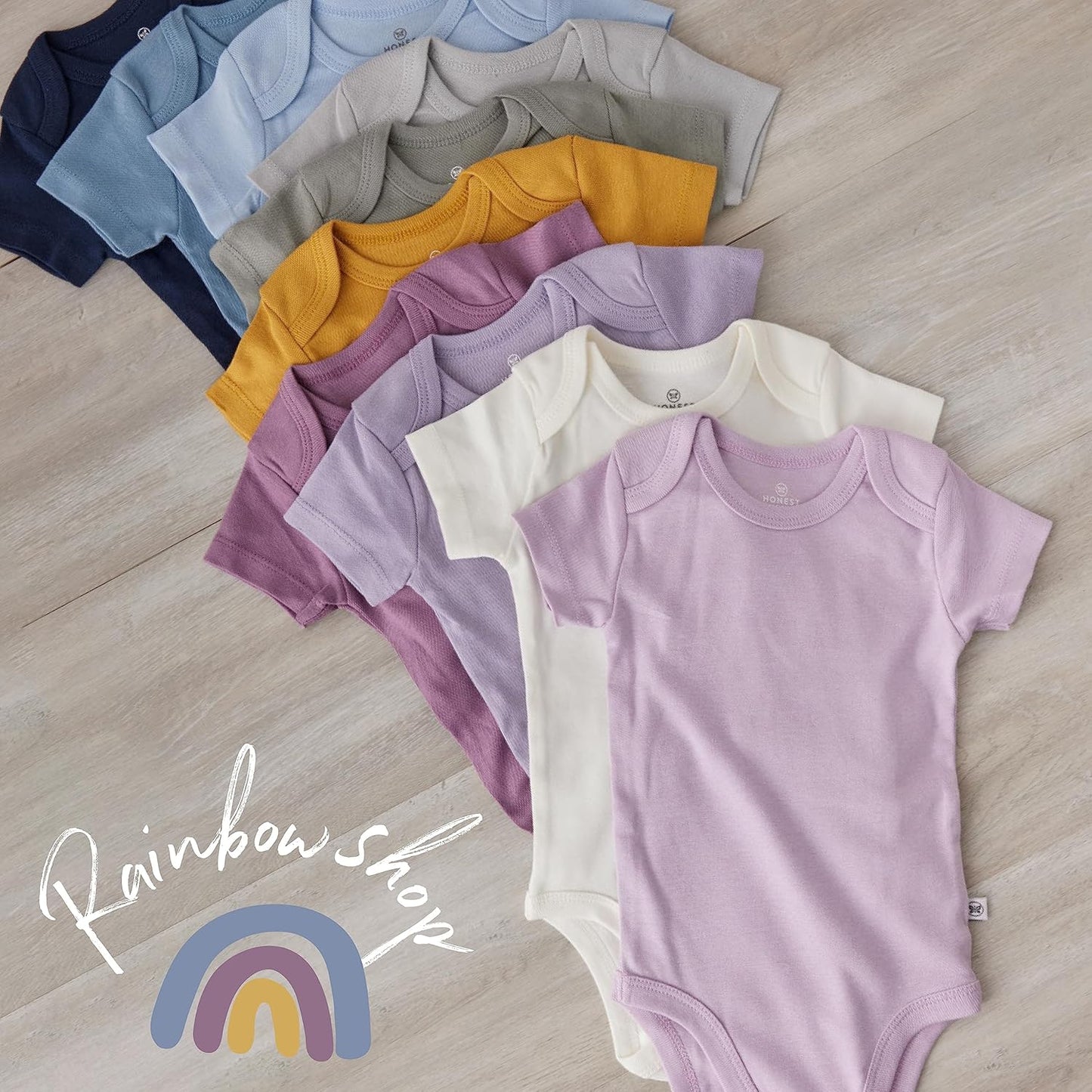 HonestBaby unisex-baby 10-pack Short Sleeve Bodysuits One-piece 100% Organic Cotton for Infant Baby
