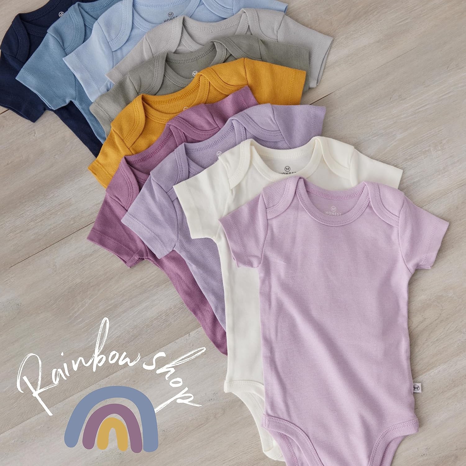 HonestBaby unisex-baby 10-pack Short Sleeve Bodysuits One-piece 100% Organic Cotton for Infant Baby