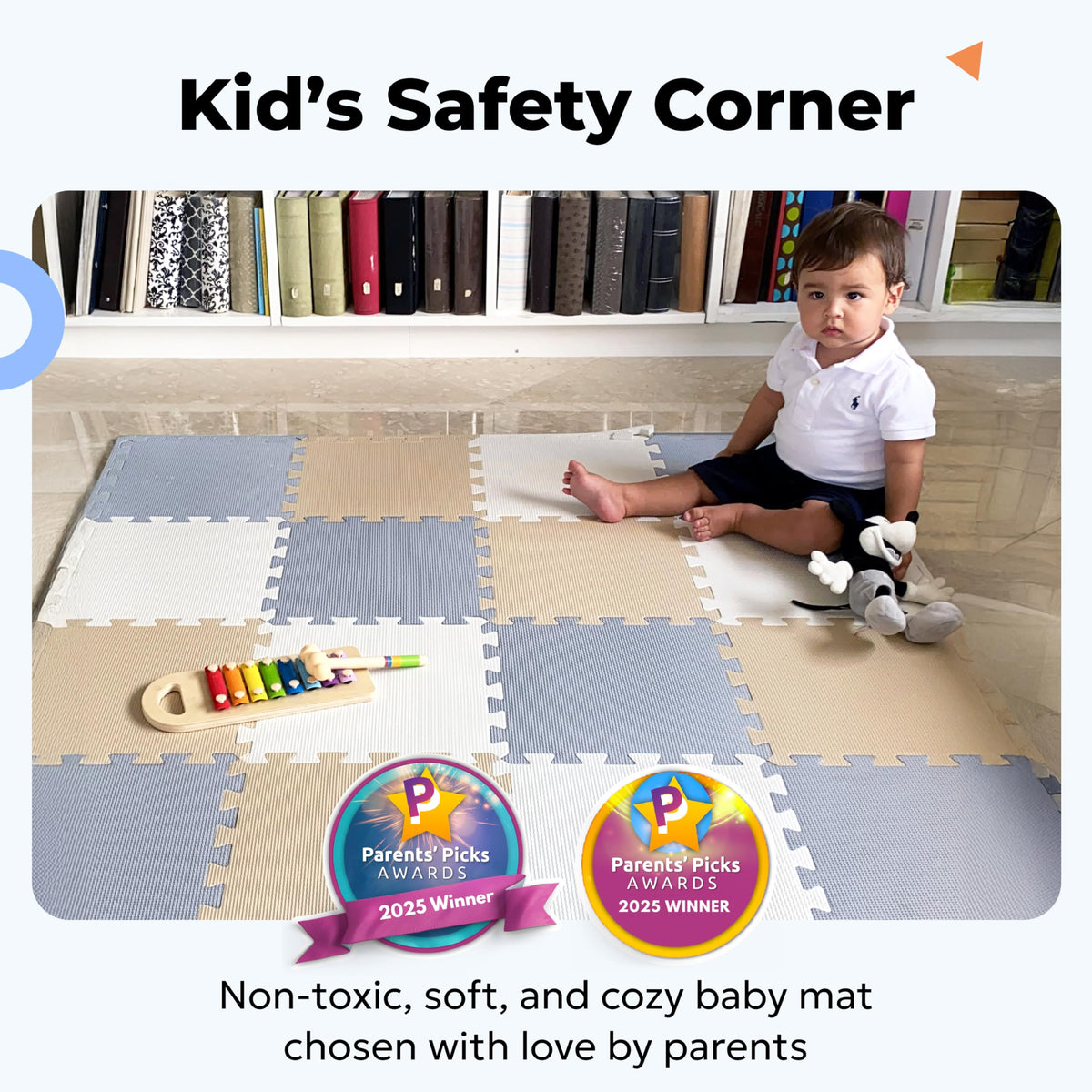 MioTetto Baby Play Mat, Soft Foam Floor Tiles for Kids. Adjustable Interlocking Foam Tiles, Fits