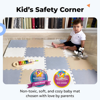 MioTetto Baby Play Mat, Soft Foam Floor Tiles for Kids. Adjustable Interlocking Foam Tiles, Fits