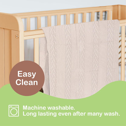 Organic Cotton Baby Blanket - 31.5 x 43.3 Inches, Soft Knitted Crib Blanket for Boys & Girls