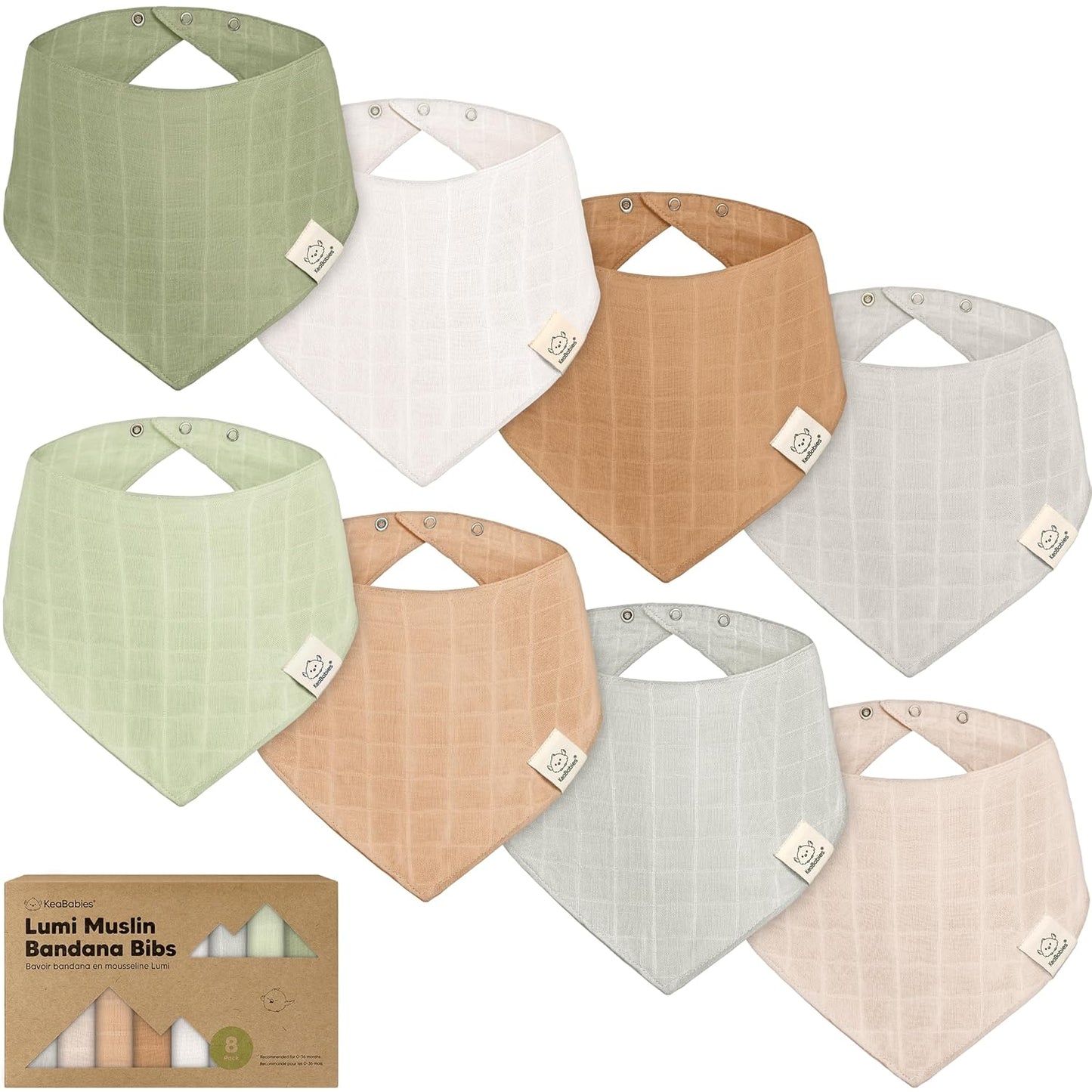 8-Pack Muslin Baby Bibs for Boys, Girls - Muslin Bandana Drool Bibs for Baby Girl & Boy, Drooling