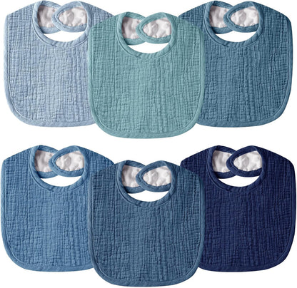 Muslin Baby Bibs for Unisex Boys Girls, Cotton Drool Bibs, Adjustable Newborn Bibs for Drooling and