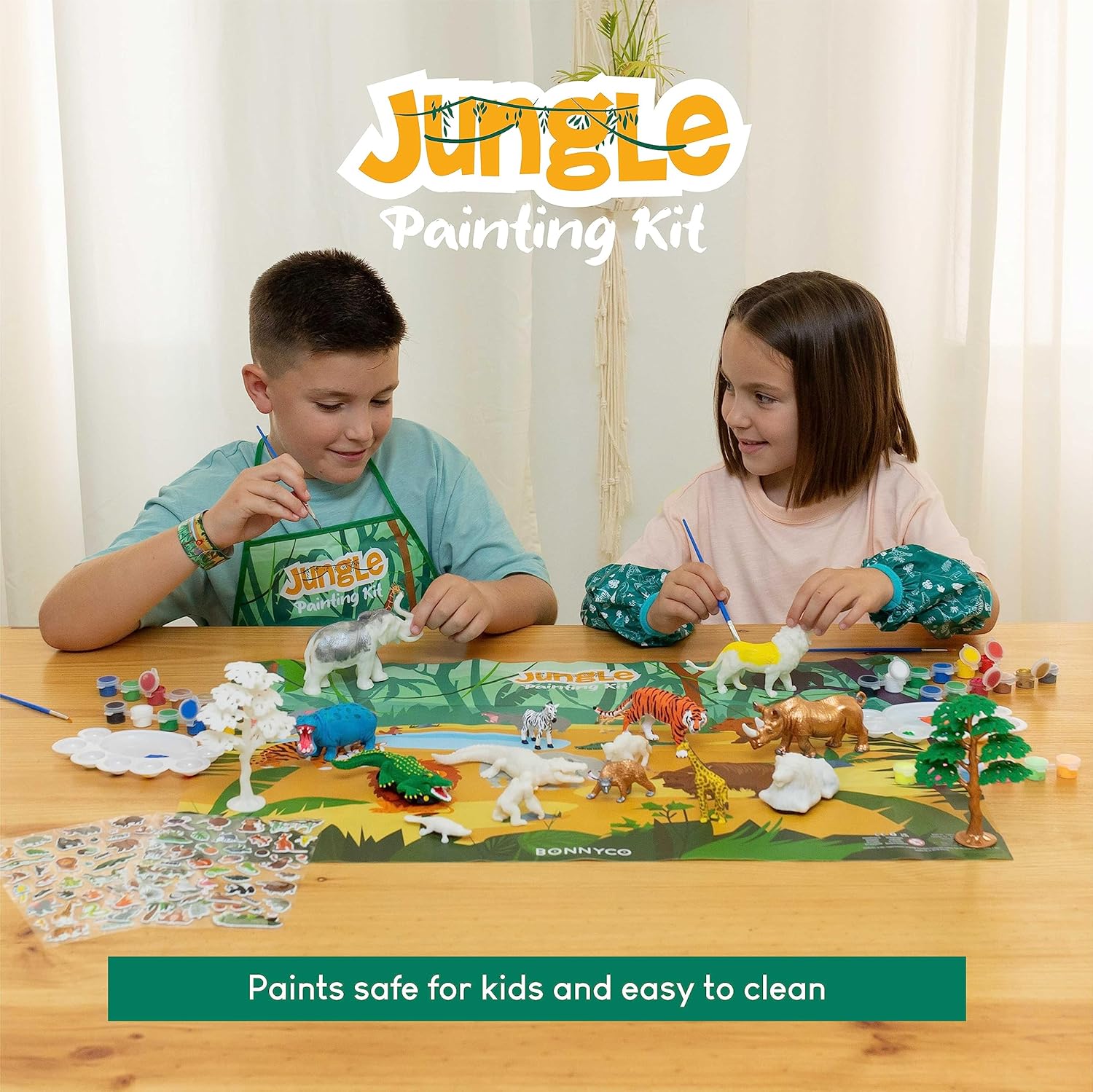 BONNYCO Animal Toys for Kids Painting Kit with 16 Figurines Animal Kids Crafts 4-8 with Glow in The