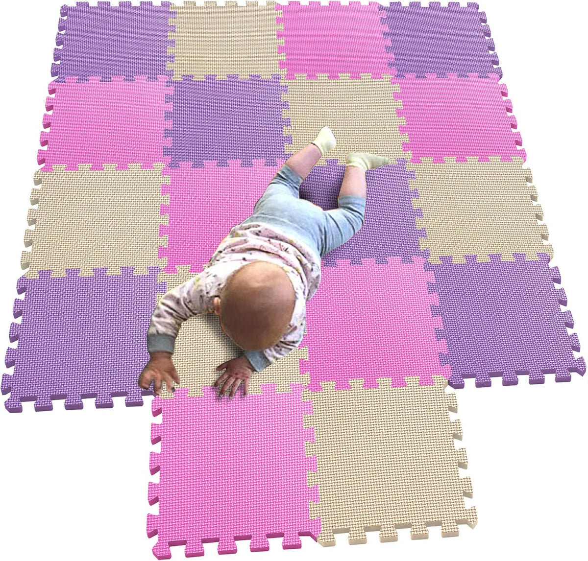 MQIAOHAM® 18 Pieces Puzzle Play Mats, Soft Baby Play Mat, Kids Interlocking Foam Floor Tiles