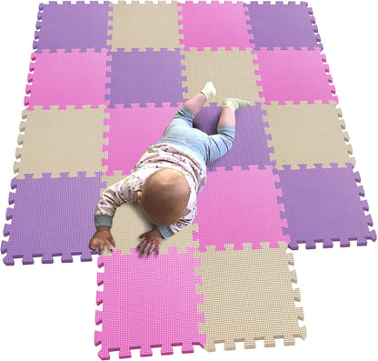 MQIAOHAM® 18 Pieces Puzzle Play Mats, Soft Baby Play Mat, Kids Interlocking Foam Floor Tiles