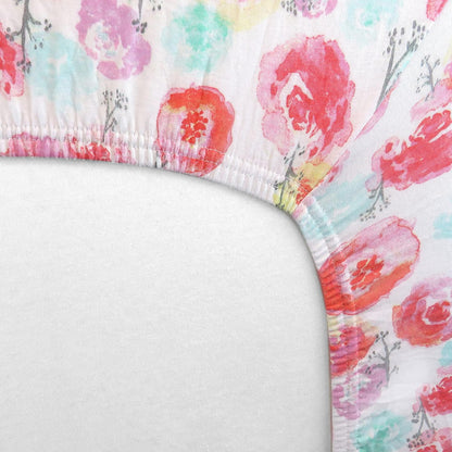 HonestBaby Girls Organic Cotton Changing Pad Cover, Rose Blossom, One Size