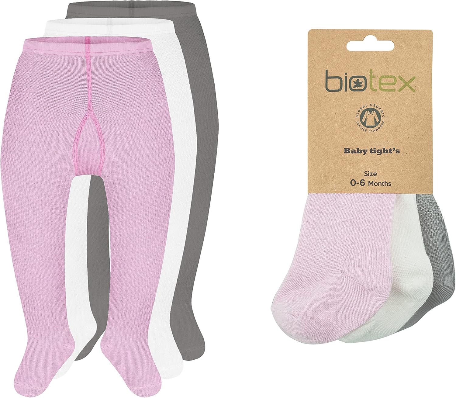 3 Pairs Organic Cotton Baby Girl and Boy Tights for Winter, Seamless Newborn Leggings, Toddler