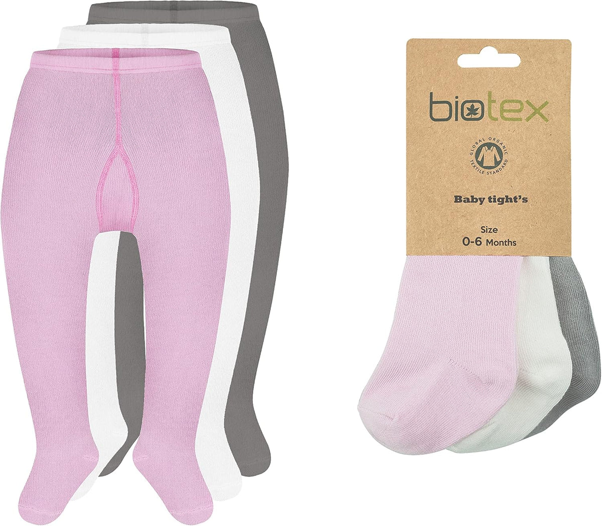 3 Pairs Organic Cotton Baby Girl and Boy Tights for Winter, Seamless Newborn Leggings, Toddler