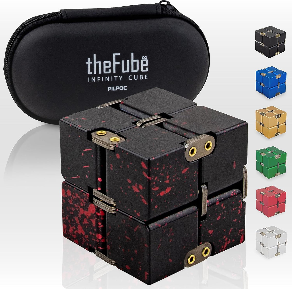 PILPOC theFube Infinity Cube Fidget Desk Toy - Aluminum Infinite Magic Cube with Case, Sturdy