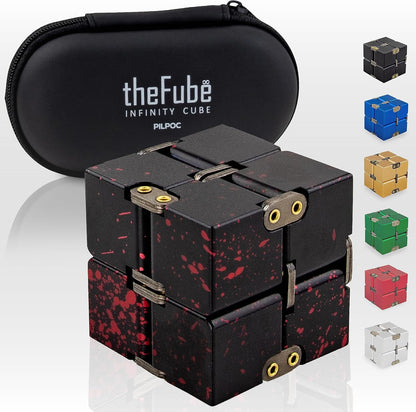 PILPOC theFube Infinity Cube Fidget Desk Toy - Aluminum Infinite Magic Cube with Case, Sturdy