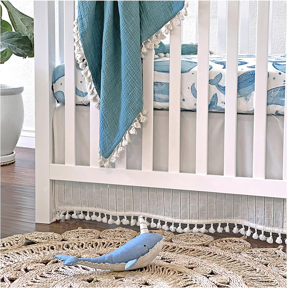 Crane Baby Ocean Crib Sheet, 100% Cotton Fitted Sheet, 28" x 52", Crib Sheets for Boys, Toddler Bed