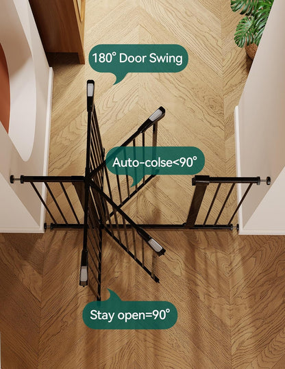 Babelio Baby Gate for Doorways and Stairs, 26-40" Auto Close Dog Gate, Easy-Install Pressure