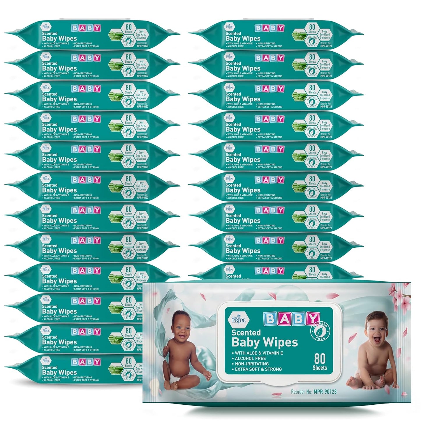 MED PRIDE Scented Baby Wipes Packs in Bulk, 24 Packs X 80 = 1920 Count, Alcohol-Free, Paraben-Free