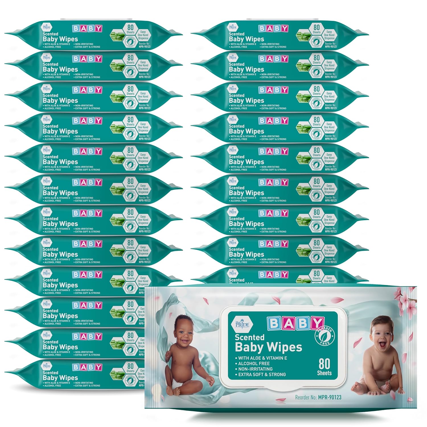 MED PRIDE Scented Baby Wipes Packs in Bulk, 24 Packs X 80 = 1920 Count, Alcohol-Free, Paraben-Free