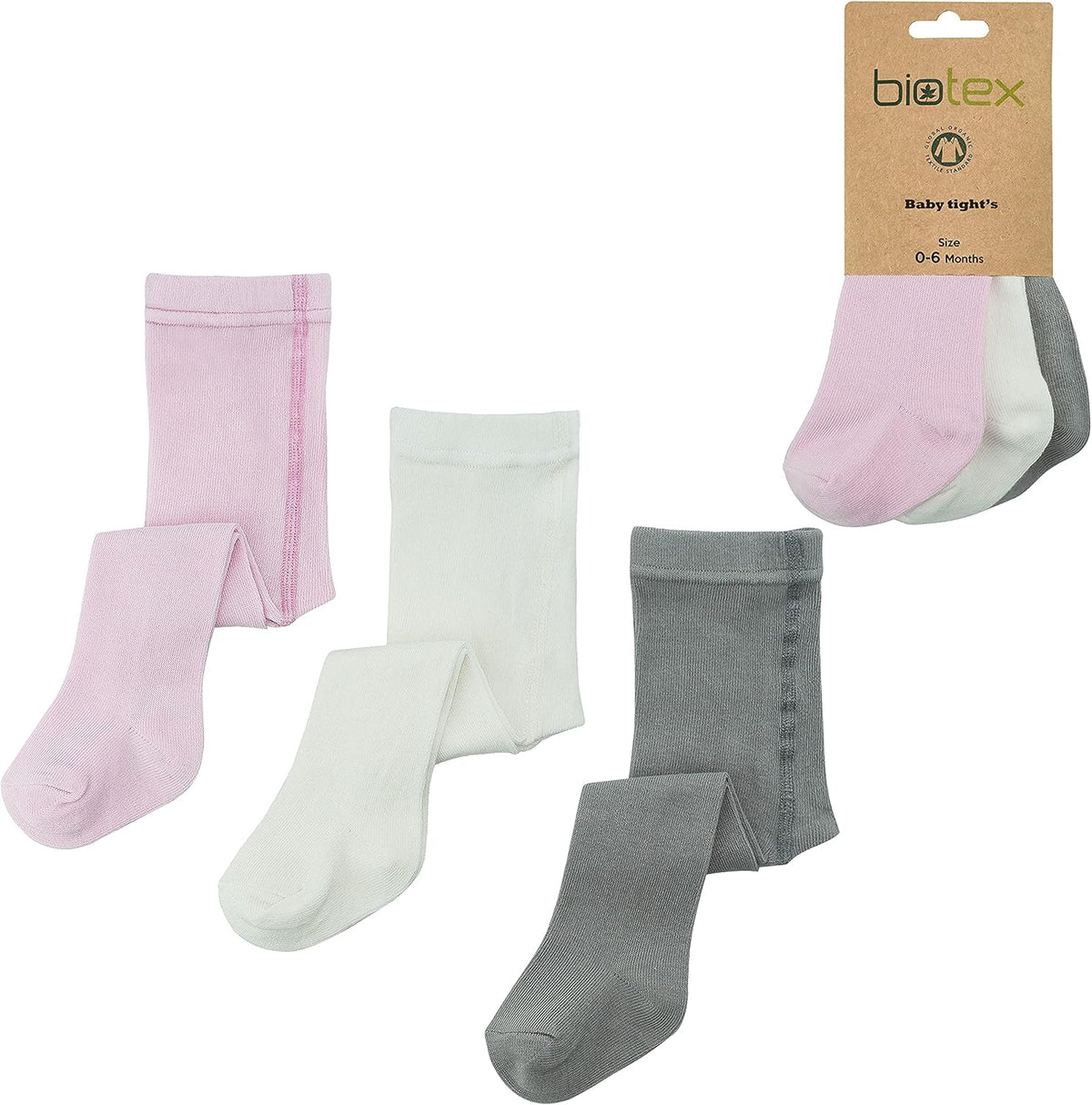3 Pairs Organic Cotton Baby Girl and Boy Tights for Winter, Seamless Newborn Leggings, Toddler