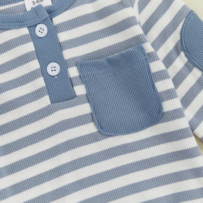 fhutpw Baby Boy Clothes 3 6 12 18 Months Ribbed Knitted Long Sleeve Romper and Pants Sets Newborn
