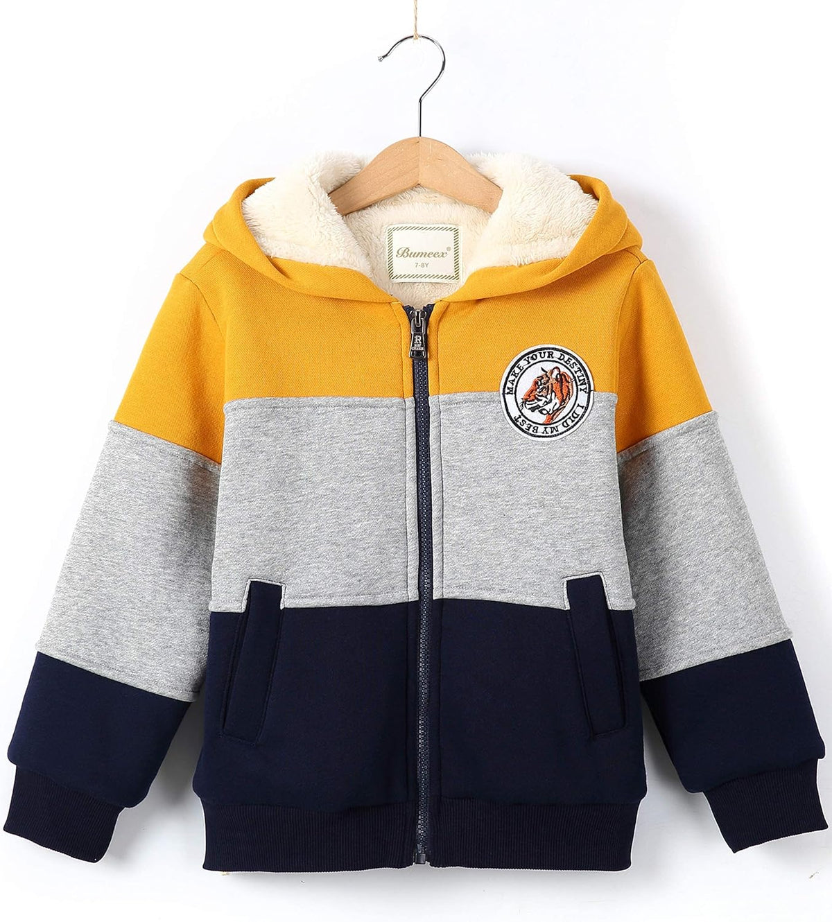 Bumeex Kids Boy's Girl's Sherpa Fleece Lined Jacket Spring Fall Winter Zip up Sweatshirt Hoodie