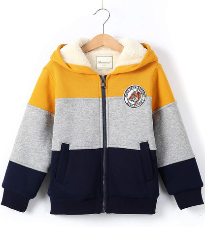 Bumeex Kids Boy's Girl's Sherpa Fleece Lined Jacket Spring Fall Winter Zip up Sweatshirt Hoodie