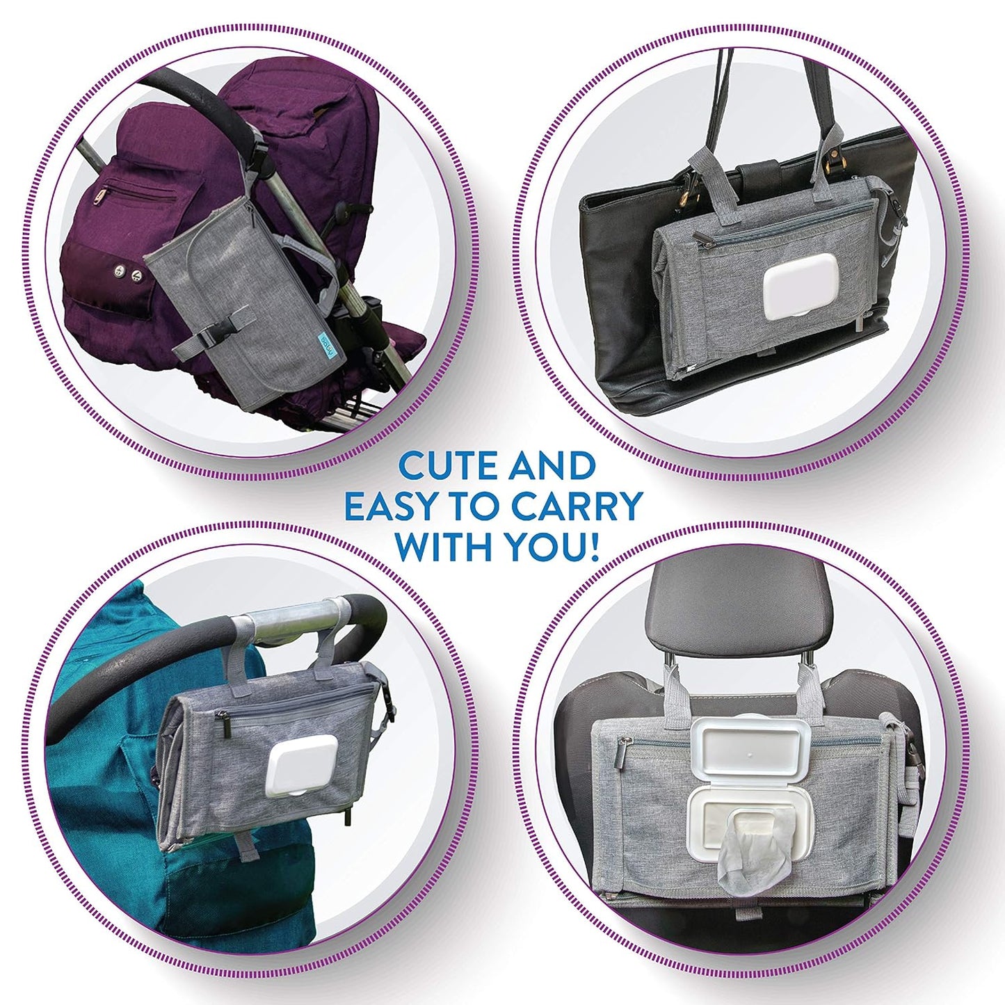 Kopi Baby Portable Diaper Changing Pad - Baby Diaper Changer Travel Bag with Wipes Pocket, Smart