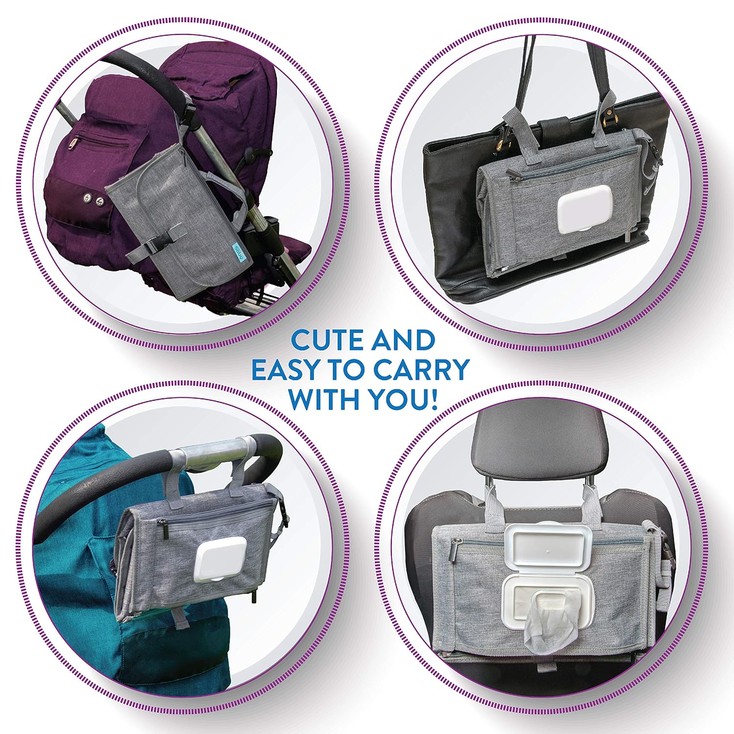 Kopi Baby Portable Diaper Changing Pad - Baby Diaper Changer Travel Bag with Wipes Pocket, Smart