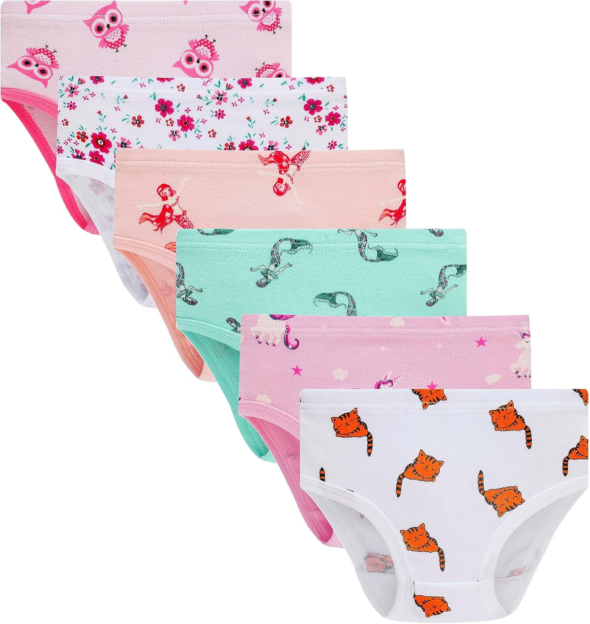 Cadidi Dinos Little Girls' Soft Cotton Underwear Kids Cool Breathable Comfort Panty Briefs Toddler