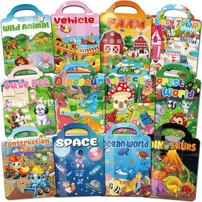 12 Set Reusable Sticker Books for Toddlers 2-4 1-3, Kids 3D Puffy Sticker Activity Books, Birthday
