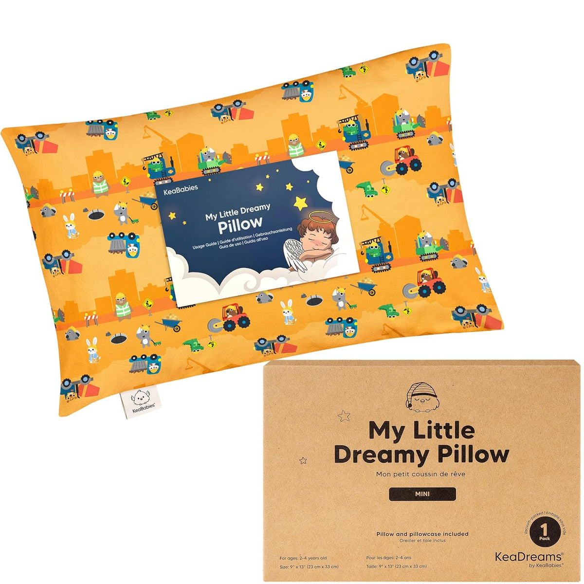 Mini Toddler Pillow with Pillowcase - 9x13 My Little Dreamy Travel Kids Pillow for Sleeping